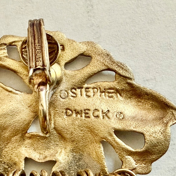 Stephen Dweck sterling silver dangle earrings with lapis lazuli clip long dangle - Picture 6 of 10